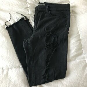 Express Black Distressed Skinny Jeans